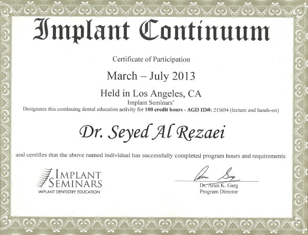 certificate implant continuum